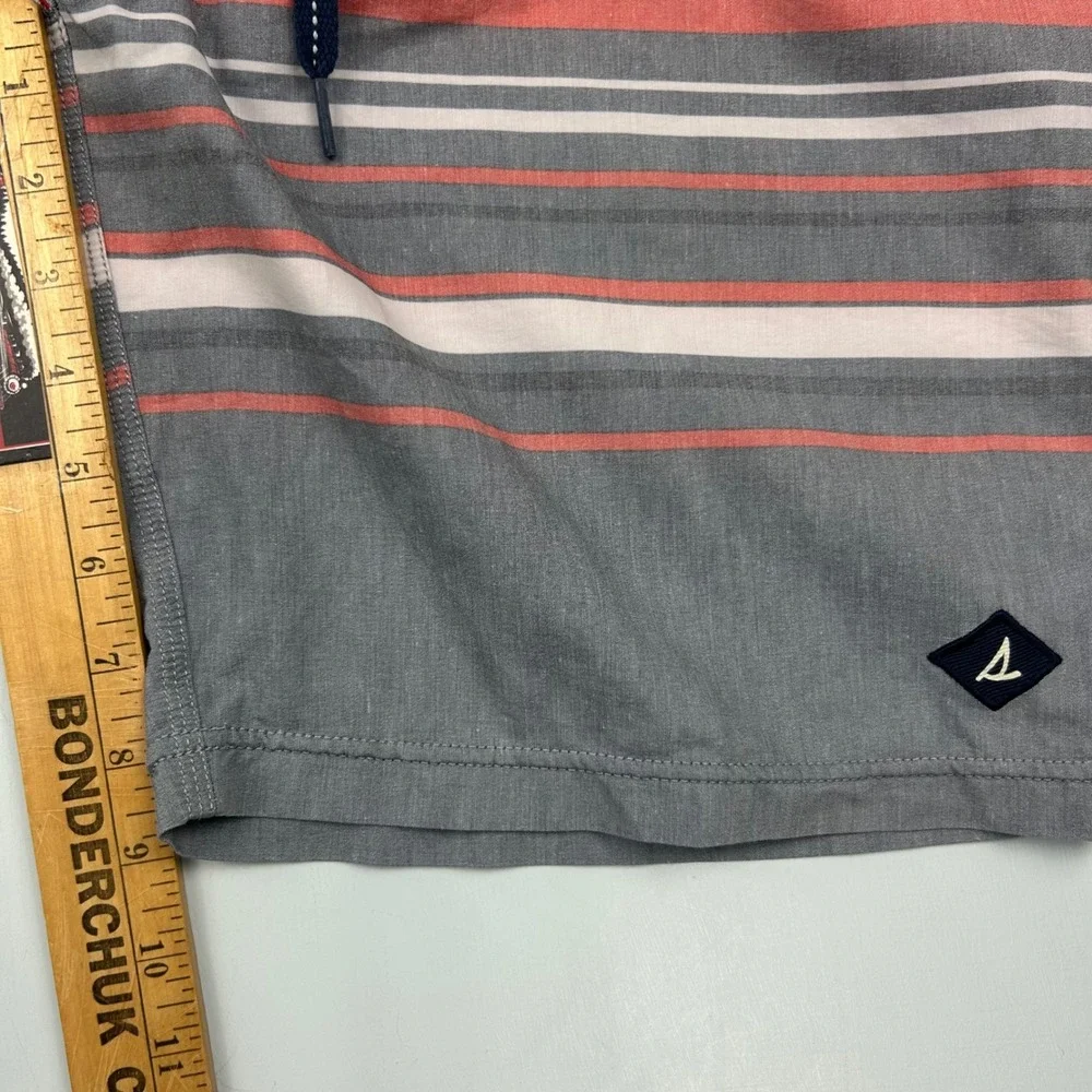 Sperry Mens Board Shorts Gray‎ Coral Lobster Net Stripe Swim Trunks Size 34
